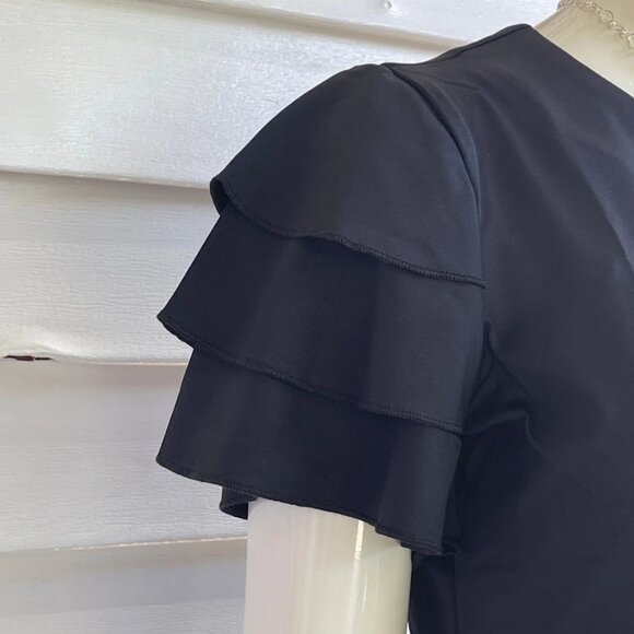 Lulu-B Ladies Black Round Neck Cha Cha Sleeve Dress w/ UPF50+ Sun Protection - Picture 3 of 3